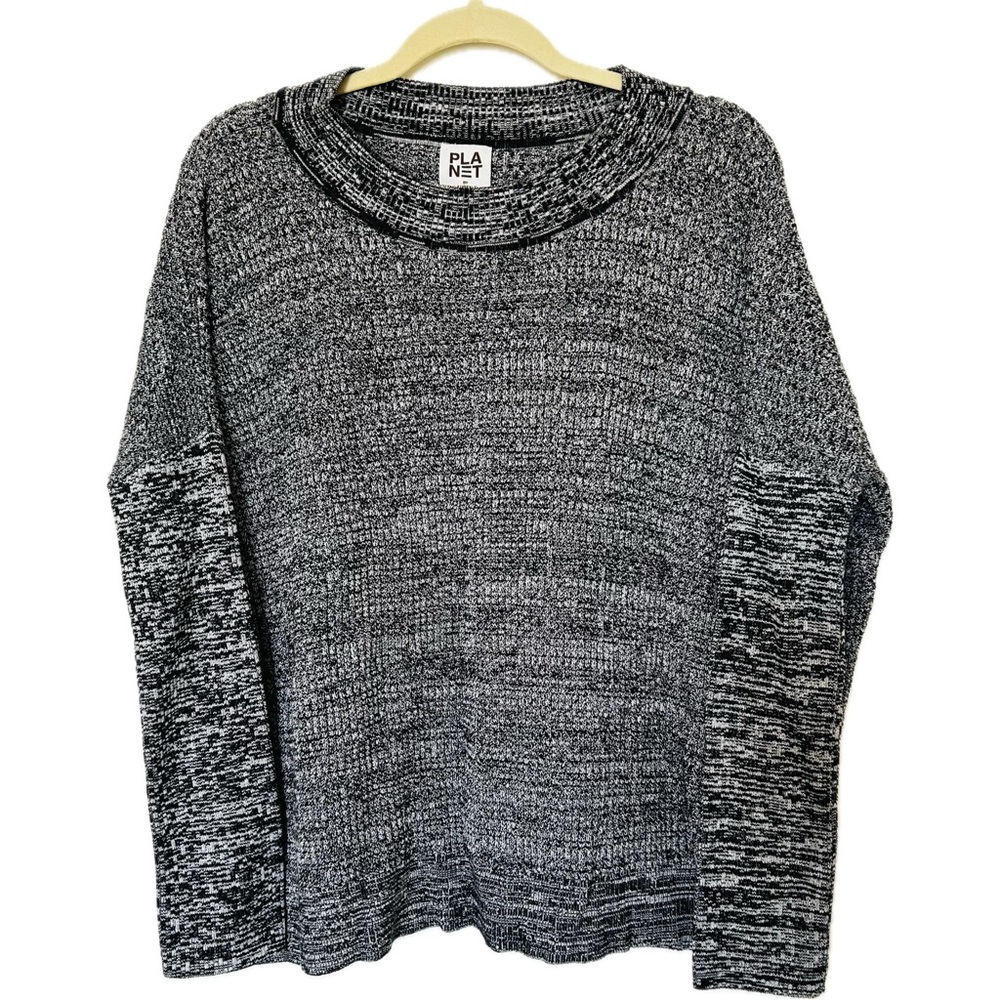 Planet Women’s Black & White Marled Crewneck Sweater
